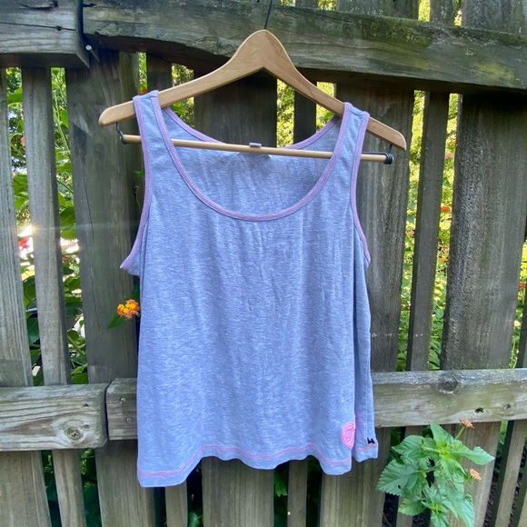 Y2K VTG Tommy Hilfiger Tank Top Grey Pink Heart TH Logo XL Vintage - Picture 1 of 9